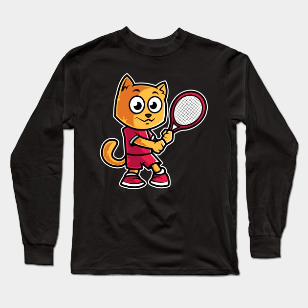 Cat Tennis Player Funny Coach Kitten graphic Long Sleeve T-Shirt by theodoros20